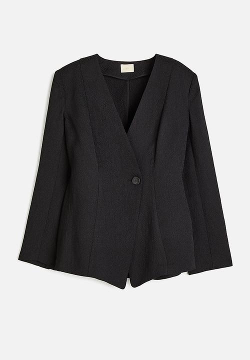 H&M - Textured-weave blazer - black