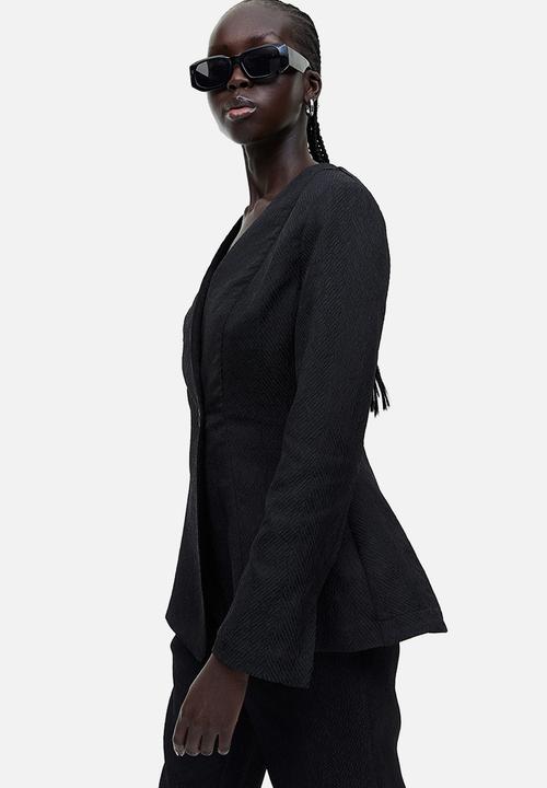 H&M - Textured-weave blazer - black