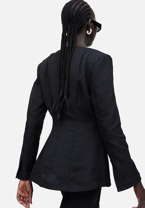 H&M - Textured-weave blazer - black
