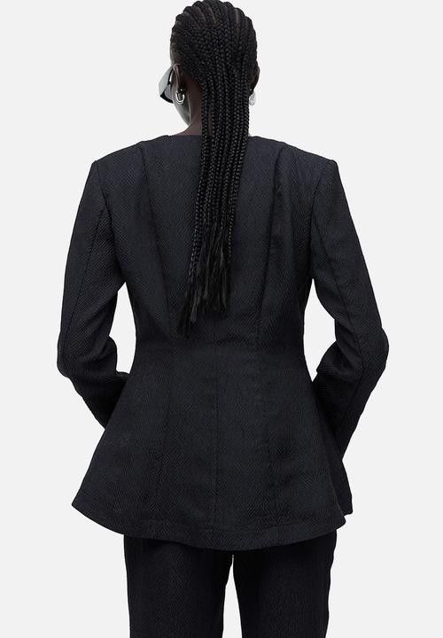 H&M - Textured-weave blazer - black
