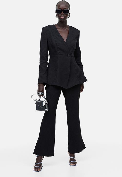H&M - Textured-weave blazer - black