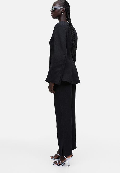H&M - Textured-weave blazer - black