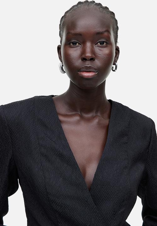 H&M - Textured-weave blazer - black