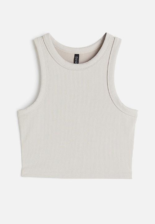 H&M - Cropped vest top - light greige