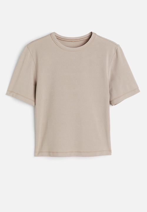 H&M - Drymove™ cropped sports top - light greige