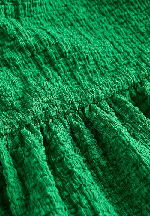 H&M - Puff-sleeved textured jersey dress - green