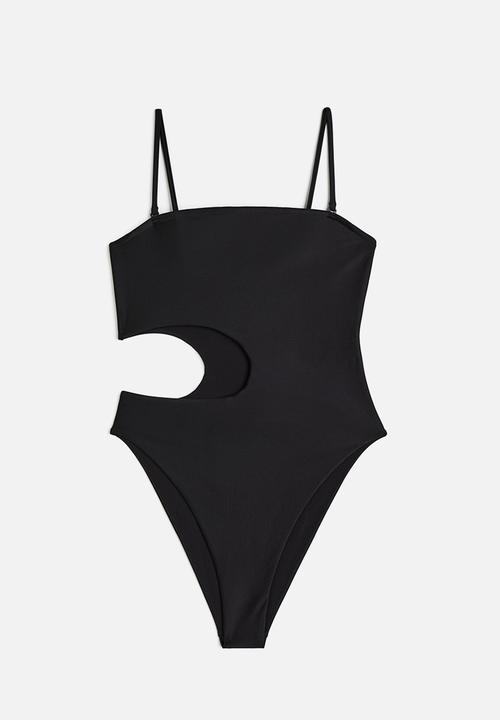 H&M - High leg cut-out swimsuit - black