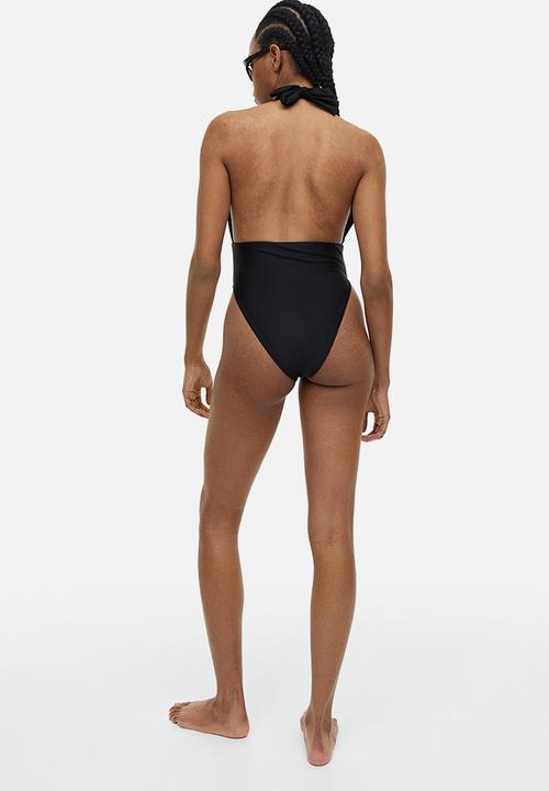 H&M - High-leg halterneck swimsuit - black