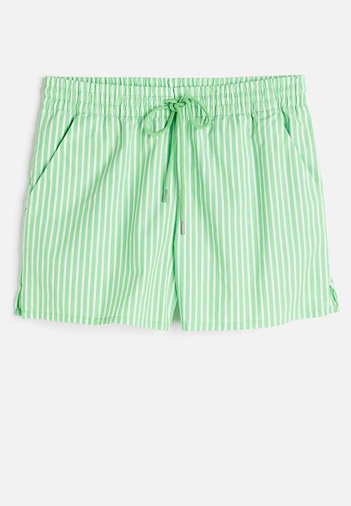 H&M - Pull-on shorts - green white striped