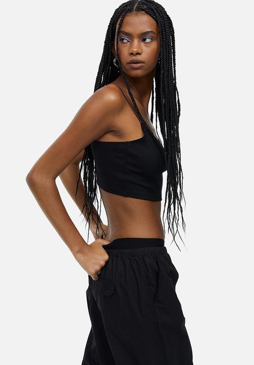 H&M - Cropped strappy top - black