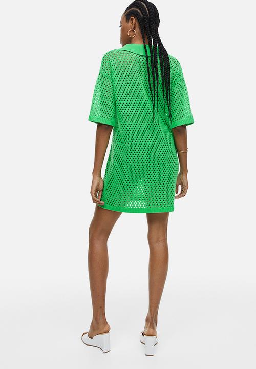 H&M - Hole-knit dress - bright green 