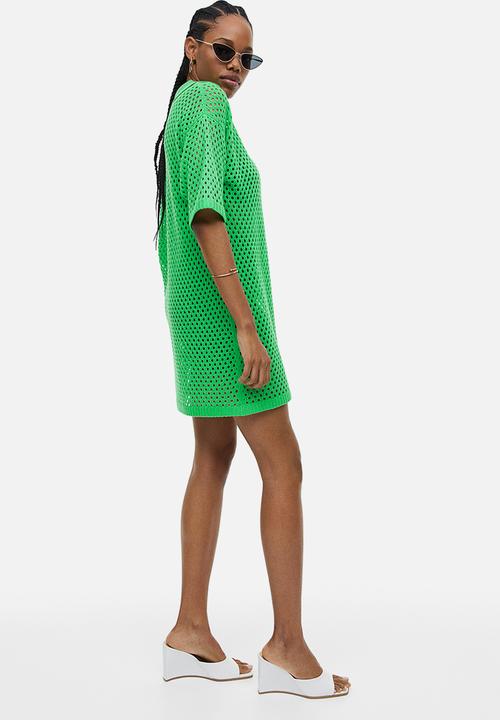 H&M - Hole-knit dress - bright green 