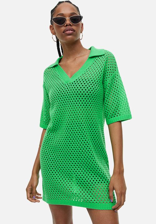H&M - Hole-knit dress - bright green 