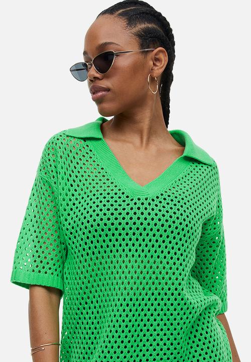 H&M - Hole-knit dress - bright green 
