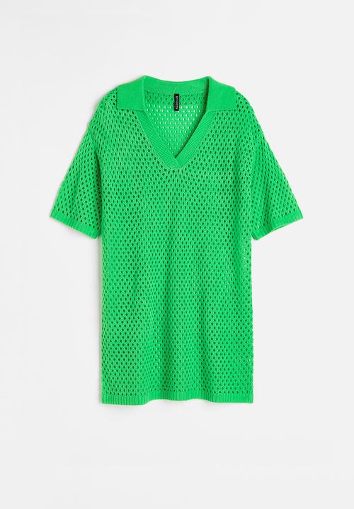 H&M - Hole-knit dress - bright green 