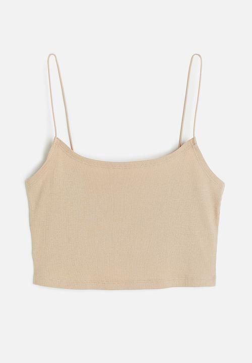 H&M - Cropped strappy top - beige