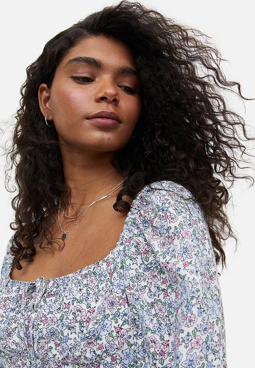 H&M - Drawstring detail dress - white floral