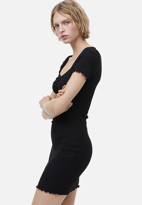H&M - Lace-trimmed bodycon dress - black