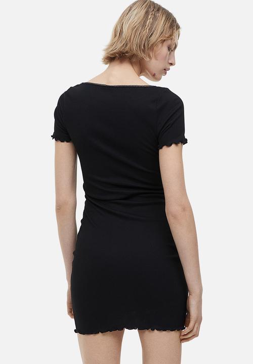 H&M - Lace-trimmed bodycon dress - black