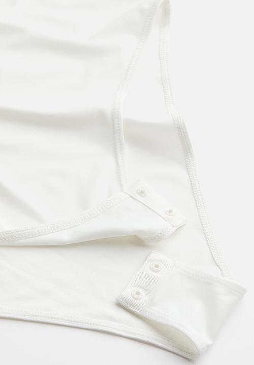 H&M - Lace-trimmed jersey body - white