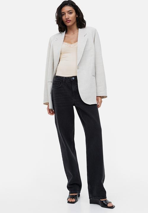 H&M - Lace-trimmed jersey body - light beige