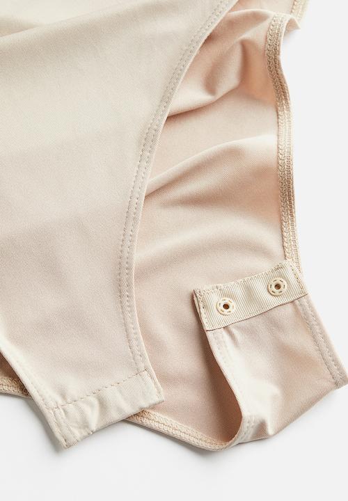 H&M - Lace-trimmed jersey body - light beige