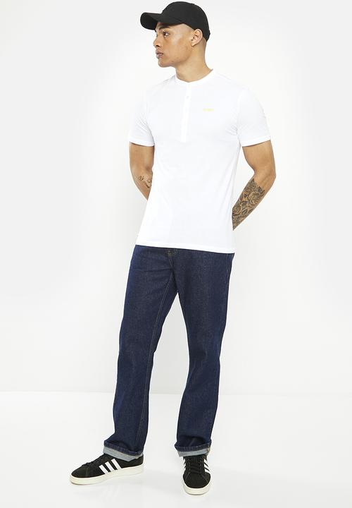 urban° - Mens Urban fashion henley hd print tee - bright white