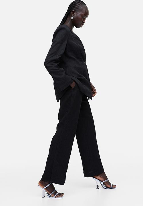 H&M - Textured-weave trousers - black