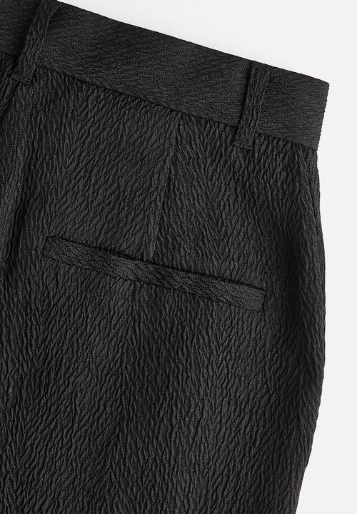 H&M - Textured-weave trousers - black