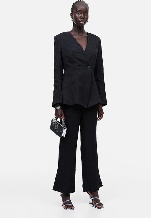 H&M - Textured-weave trousers - black