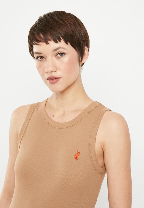 POLO - Womens ribbed tank si dress - camel