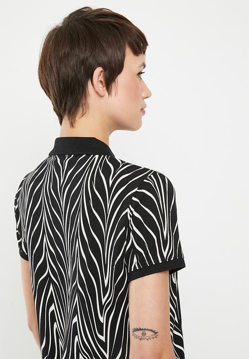 POLO - Wmn short sleeve design golfer dress - black