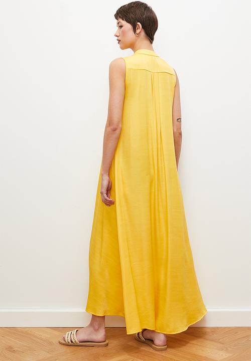 edit - Sleeveless mandarin collar trapeze dress - dandelion