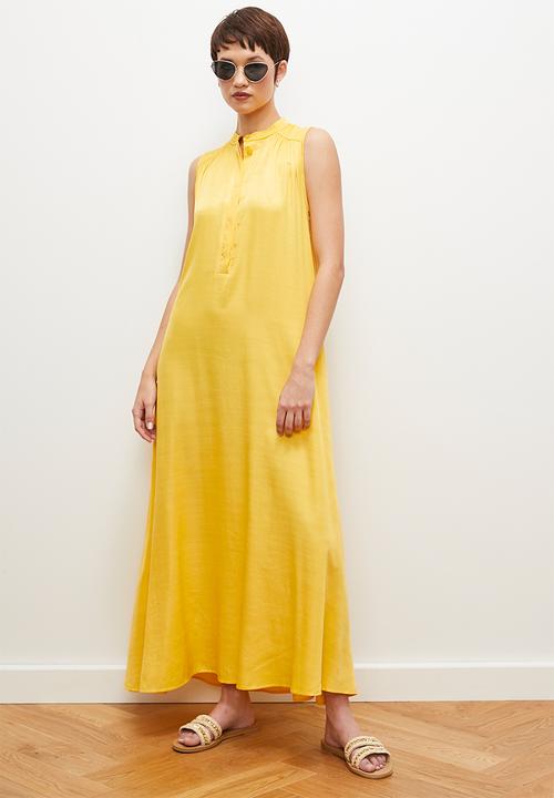 edit - Sleeveless mandarin collar trapeze dress - dandelion