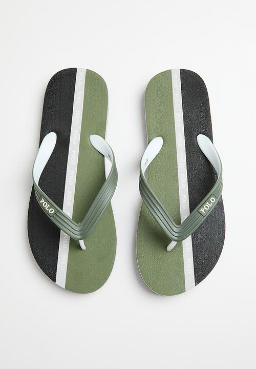 POLO - Colour block stripe flip flop - olive