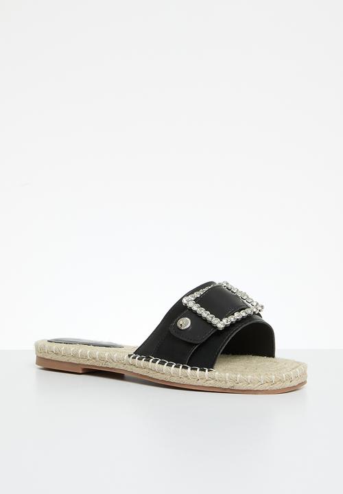 SISSY BOY - Flat espadrille with bling buckle - black