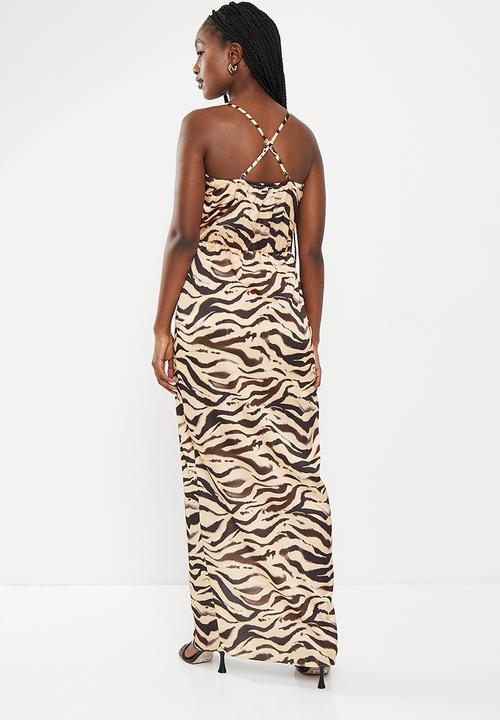 SISSY BOY - Wild Side: Strappy woven maxi with knot front detail - stone & brown