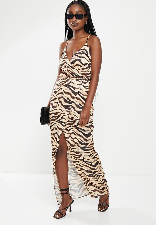 SISSY BOY - Wild Side: Strappy woven maxi with knot front detail - stone & brown