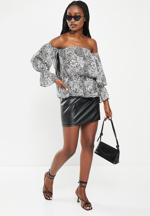 SISSY BOY - New Me: printed woven bardot - black & white