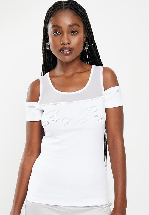 SISSY BOY - Thrice Good: Cold shoulder fashion top - white
