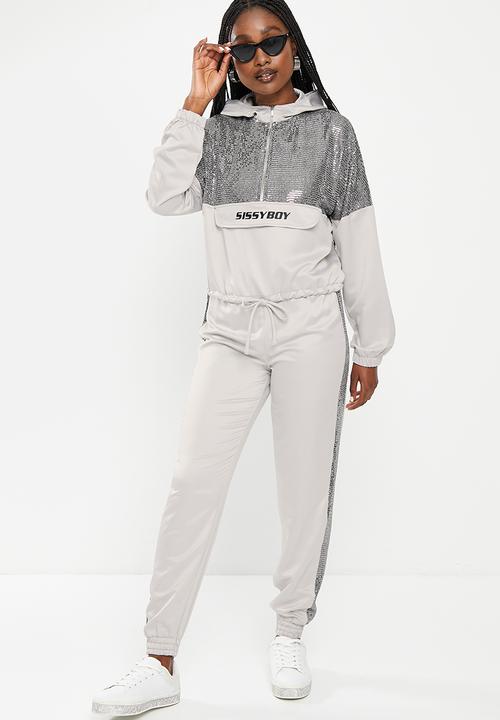SISSY BOY - The only one: satin tracksuit pant with insets - silver