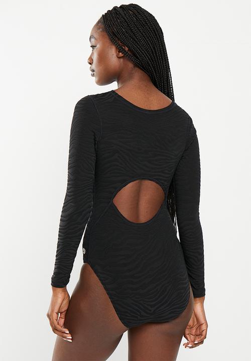 Lizzy - Skyelar long sleeve full body rashie swimsuit - black zebra stripe