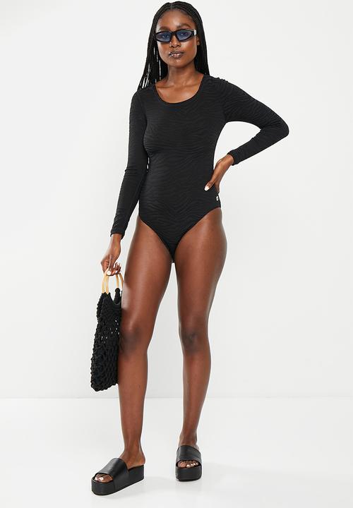 Lizzy - Skyelar long sleeve full body rashie swimsuit - black zebra stripe
