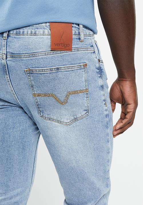 Vertigo - Mens vertigo core slim leg denim jean - lt abrasion wash