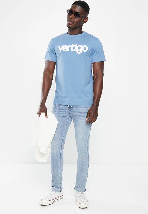 Vertigo - Mens vertigo core slim leg denim jean - lt abrasion wash