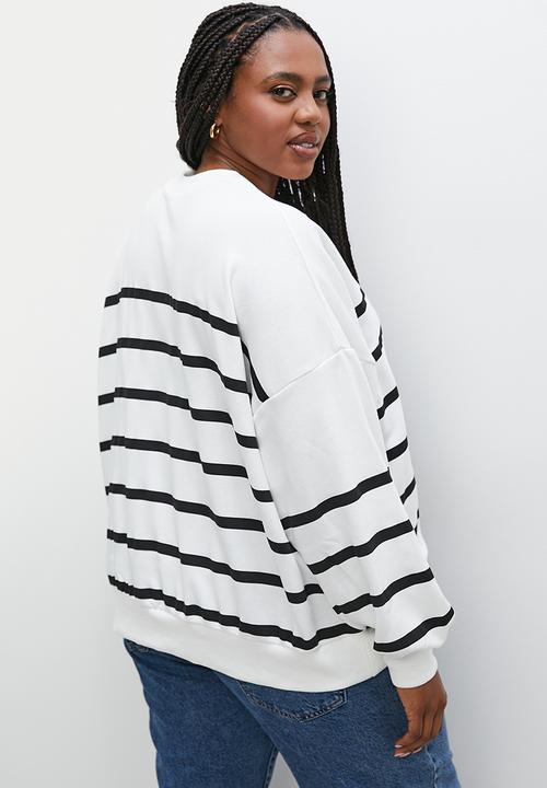 Superbalist - Stripe crew neck -  black & white
