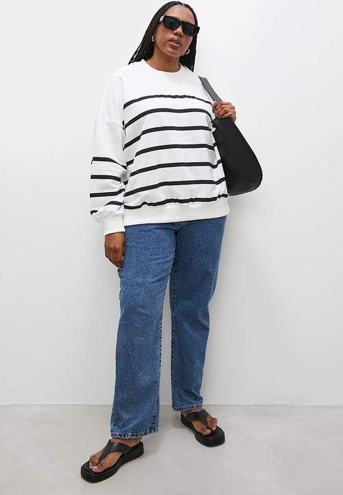 Superbalist - Stripe crew neck -  black & white