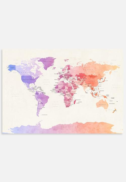 artPause - Watercolour Political Map of the World 1