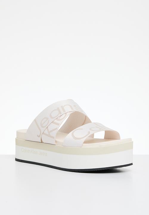 Calvin Klein - Flatform sandal webbing - ancient white