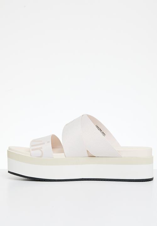 Calvin Klein - Flatform sandal webbing - ancient white